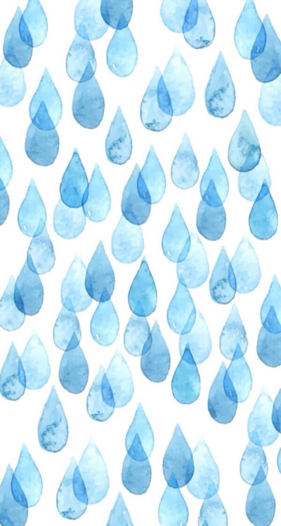  蓝色系 手绘 壁纸 雨滴