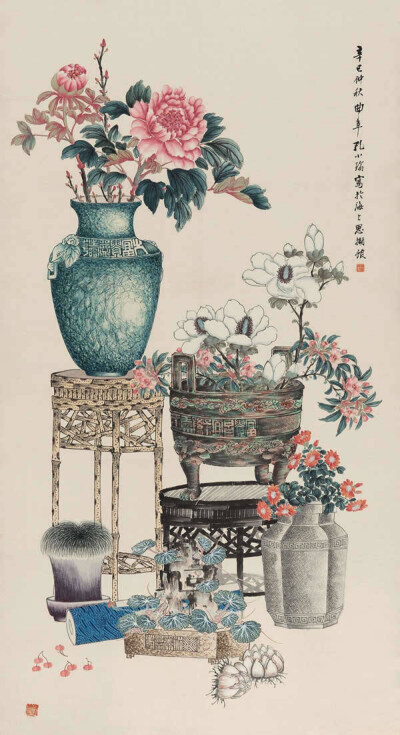 中国传统工笔博古画，是一种摹写古代器物形状的绘画，或用古器物图形装饰的工艺品，都称“博古”。博古画由来已久，北宋大观年间宋徽宗命人编绘宣和殿所藏古物，定为“博古图”。后人将图画在器物上，形成装饰的工艺…