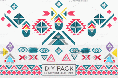 几何印第安民族图腾装饰海报包装背景图案PNG设计PS素材png95