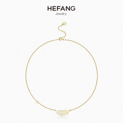 HEFANG Jewelry/何方珠宝 棕榈叶锁骨链 纯银女简约短款项链颈链