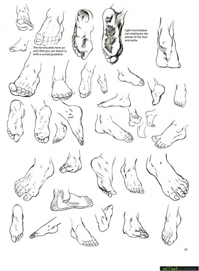 速写或动漫 人物 脚的画法 各种角度