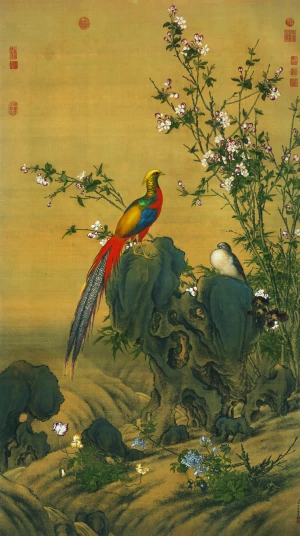 平安春信图郎世宁清绢本北京故宫博物院藏- 高清图片，堆糖，美图壁纸