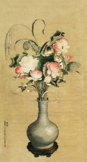 郎世宁 平安春信 中国画 掛け軸 水墨画 和室 玄関 茶室 壁掛け 美術品