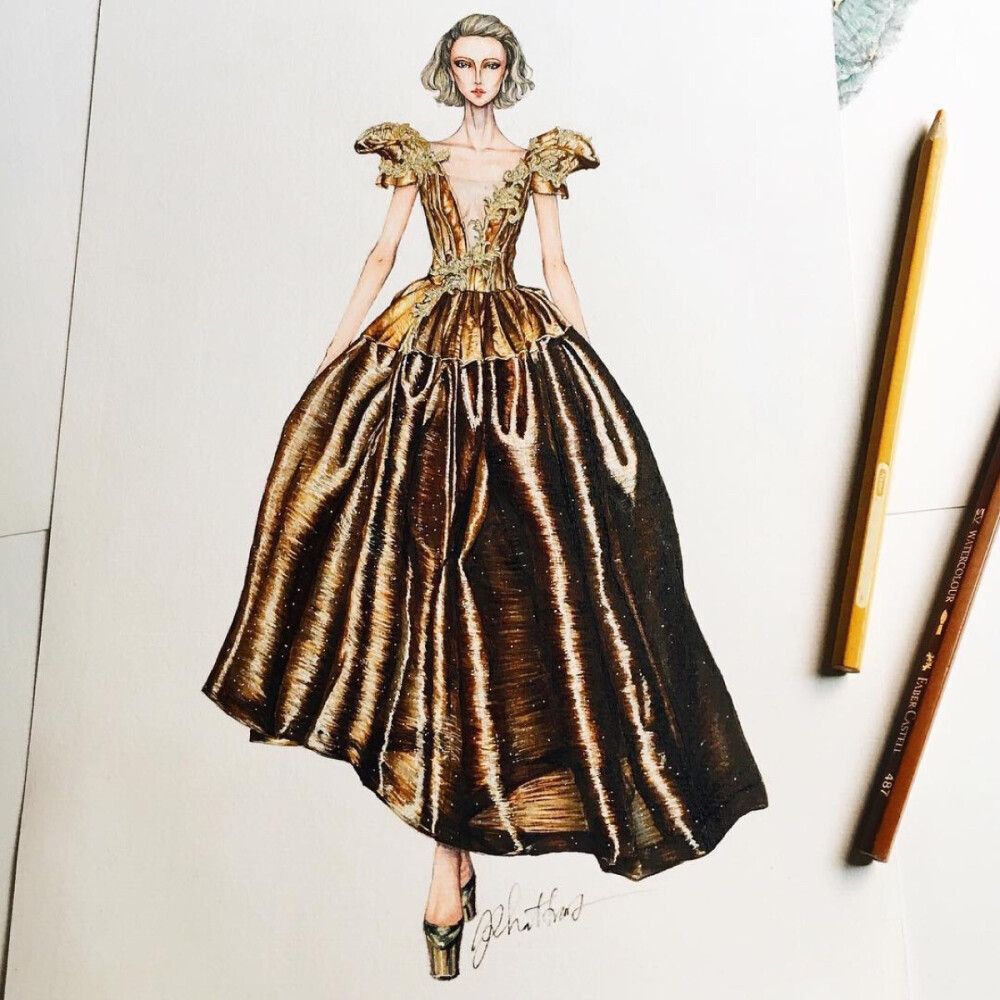 时装绘画服装手稿手绘晚礼服作者eristran
