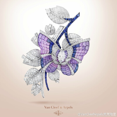 VanCleefArpels梵克雅宝 这枚于伦敦大师杰作展（Masterpiece London )上呈献的梵克雅宝Papillon Mystérieux 胸针，充分展现了世家巧夺天工的珠宝镶嵌造诣。蝶身镶有一颗马眼形切割钻石，蝶翅则以Vitrail Mystery Set…