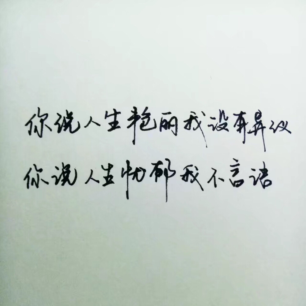 写字。你说人生艳丽我没有异议，你说人生忧郁我不言语。