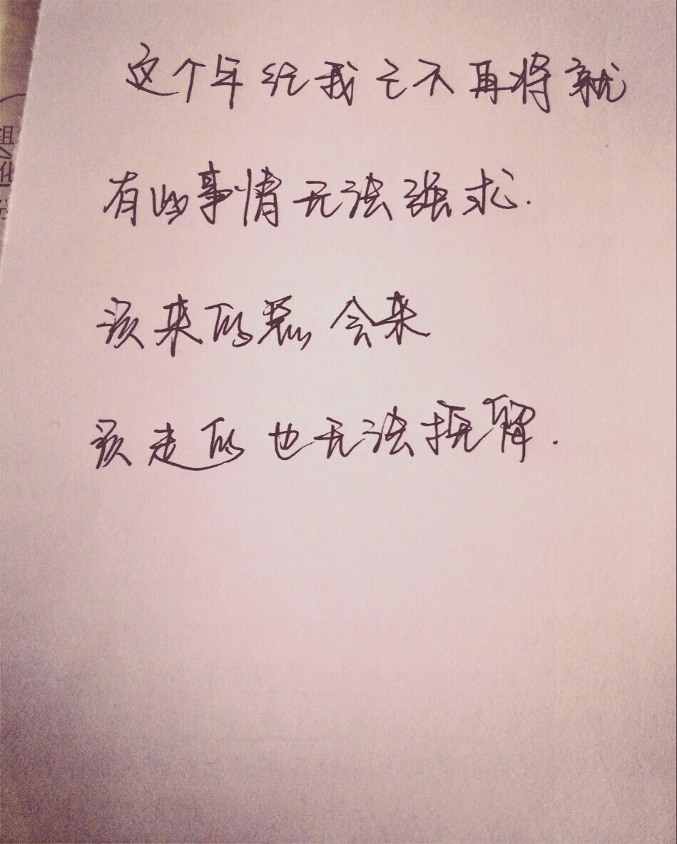 手写歌词这个年纪齐一该来的总会来该走的也无法挽留