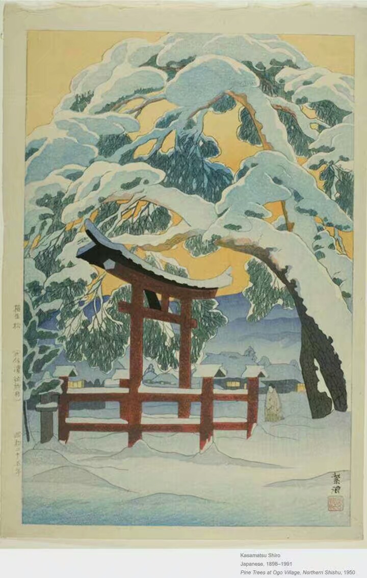 春有百花冬有雪，夏有凉风秋有月。日本版画家笠松紫浪(Shiro Kasamatsu)的版画风格清新淡雅，无论是雨后的小路，早夏的竹林，还是深秋的小桥，总能透露出一种喧嚣后的宁静感，像这炎炎夏日吹来的一阵凉风。