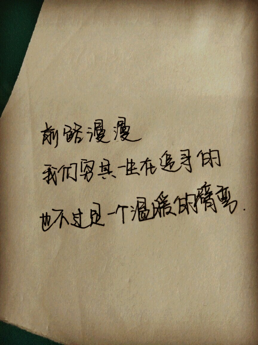 手寫前路漫漫我們窮其一生所追尋的也不過是一個溫暖的臂彎