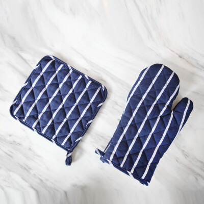 日式和风深蓝素色文艺防烫微波炉烤箱专用手套餐垫锅垫加厚烘焙垫