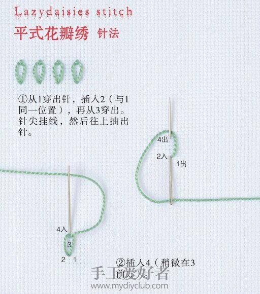 8 平式花瓣绣针法