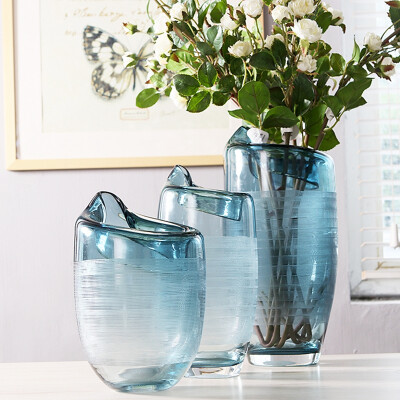 柔软时光样板间玻璃花瓶花器摆件 北欧现代客厅餐桌仿真花装饰