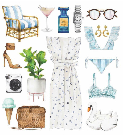 时尚插画 手绘 时装画 穿搭