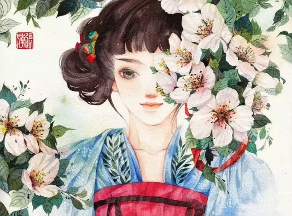 古风 少女 白花 清丽