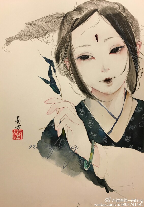 美人水彩 插画师:南方