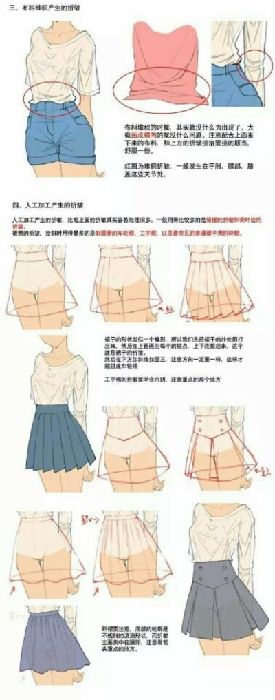 漫画女性衣服裙子褶皱绘画练习