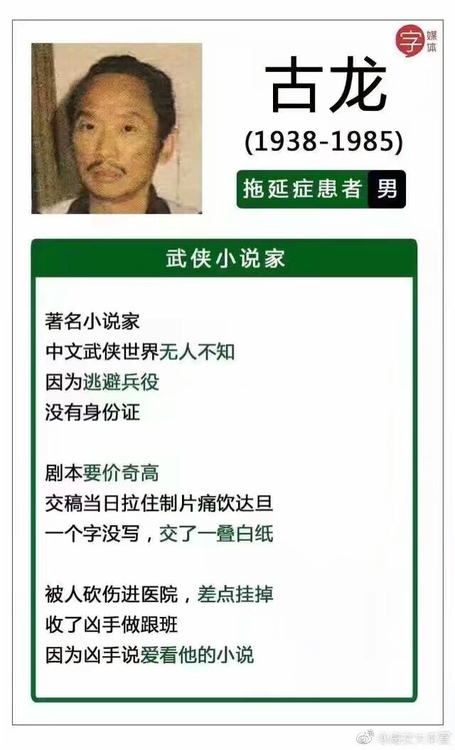 古龙 拖延症患者