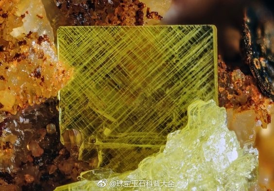 钙铀云母 Autunite 交织的一张美丽的网格