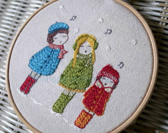 carol singers hand embroidery pattern PDF