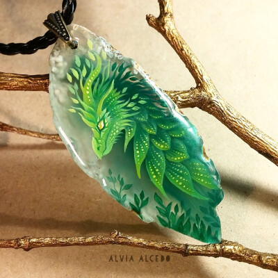Forest dragon stone painting by AlviaAlcedo
