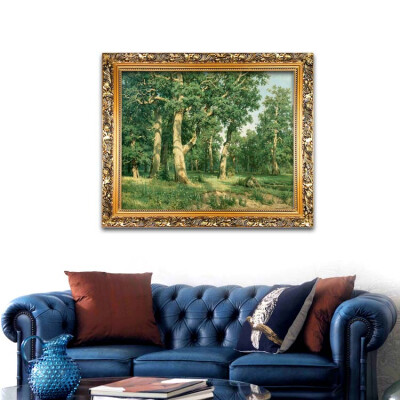 定制 希施金森林橡树木古典风景油画芯打印装饰画欧式别墅客厅挂画定制