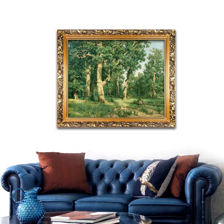 定制 希施金森林橡树木古典风景油画芯打印装饰画欧式别墅客厅挂画定制