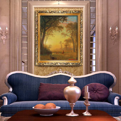定制 仿真油画欧式别墅客厅装饰画沙发背景墙餐厅壁画山水风景画芯打印