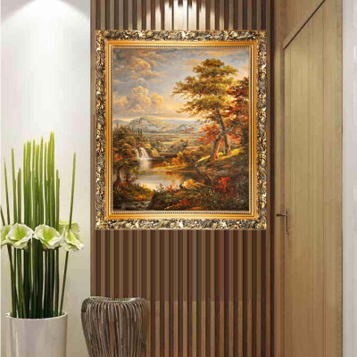 定制 仿真油画欧式别墅客厅装饰画沙发背景墙餐厅壁画山水风景画芯打印