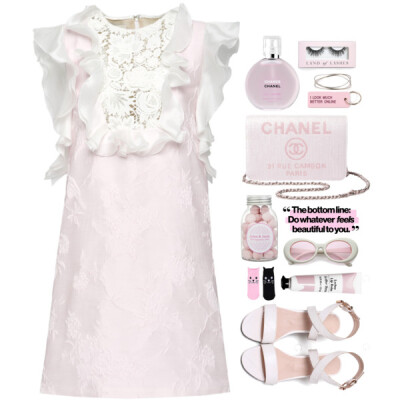A fashion look from June 2017 featuring frilly dresses, hot topic socks and white flat shoes. Browse and shop related looks.