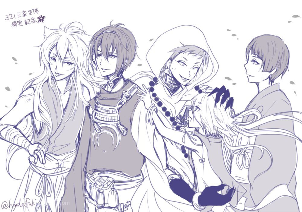 刀剑乱舞三日月小狐丸石切丸岩融今剑三条组