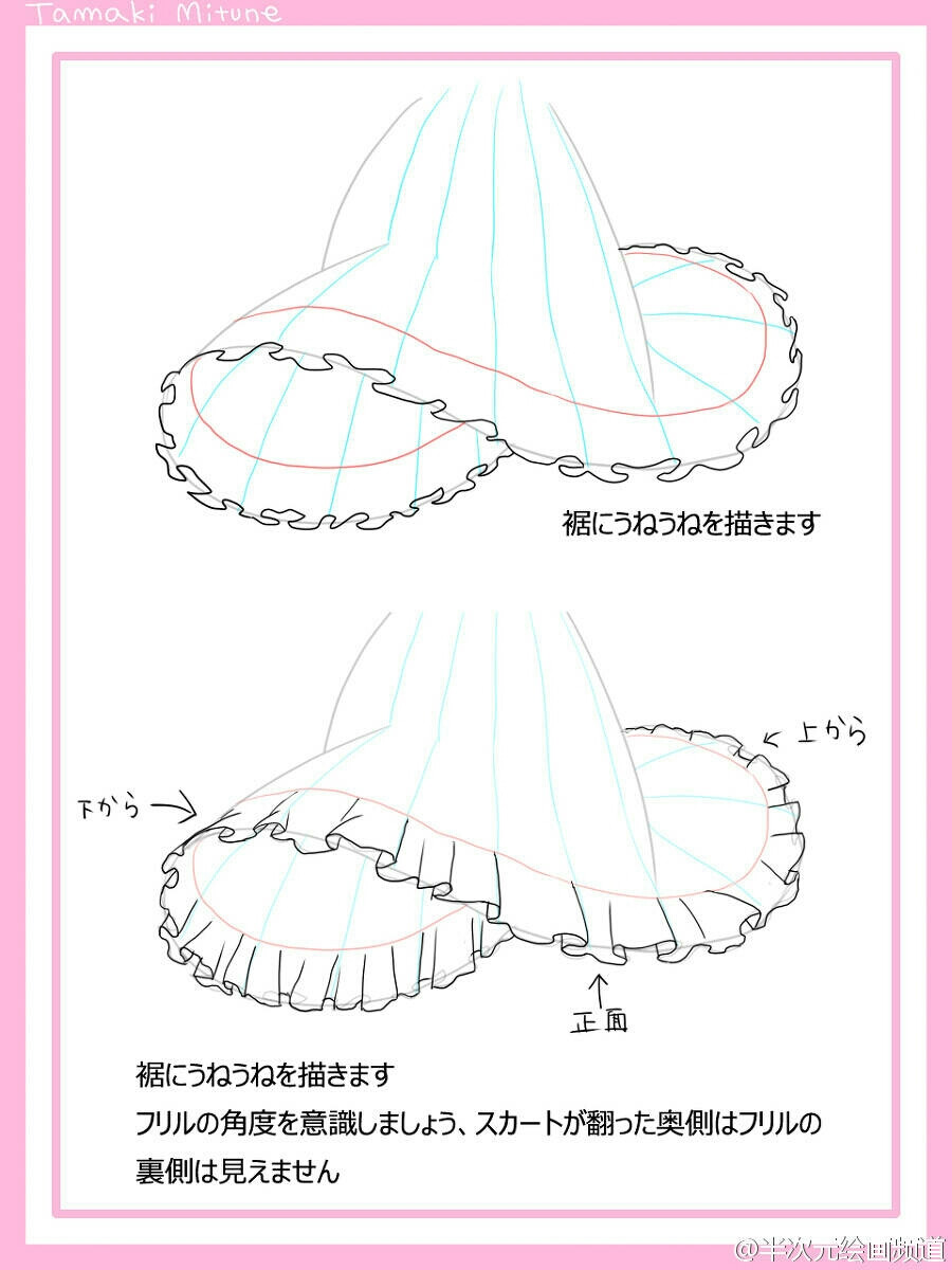 简笔画 裙边（第二步）
因为图被分开了，所以看起来会很不方便，我已经尽量把图按照步骤放好了，如果有需要的，请到专辑里来找