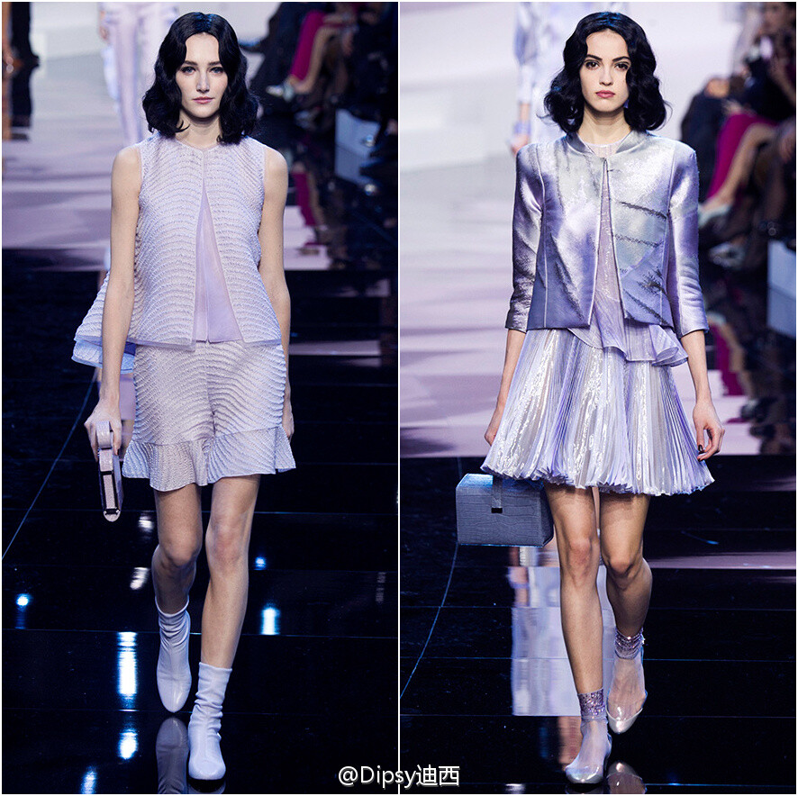 Armani Privé Haute Couture s/s 2016┃老爷子通过特殊材质和轻盈面料，上演了这出飘渺如梦的烟紫色专场～