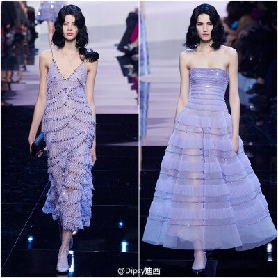 Armani Privé Haute Couture s/s 2016┃老爷子通过特殊材质和轻盈面料，上演了这出飘渺如梦的烟紫色专场～