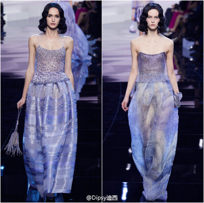 Armani Privé Haute Couture s/s 2016┃老爷子通过特殊材质和轻盈面料，上演了这出飘渺如梦的烟紫色专场～