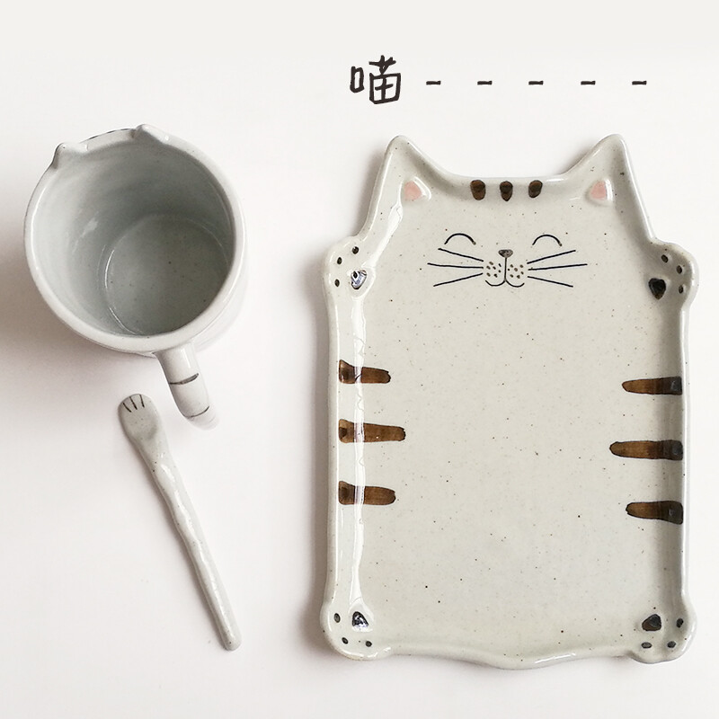 和光小筑 猫猫猫咪 小猫下午茶 盘子杯子 咖啡杯 陶瓷手绘釉下彩