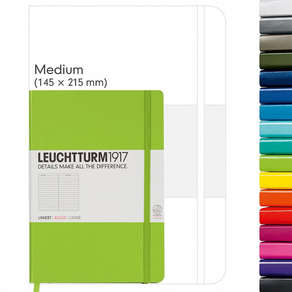 百年德国灯塔leuchtturm1917中开横格硬封面多色笔记本文具