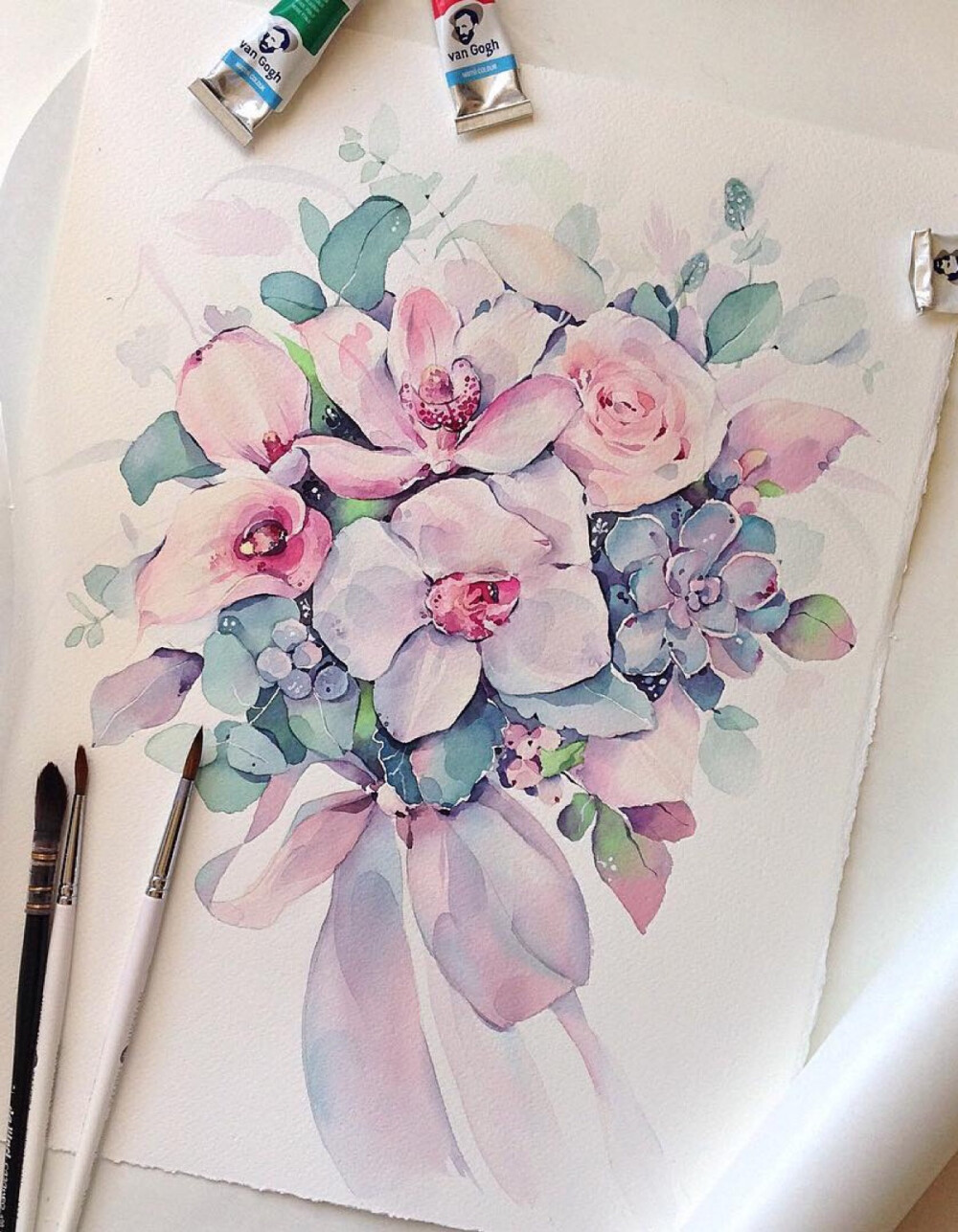 水彩植物绘画插画师inskadantsevanatalia