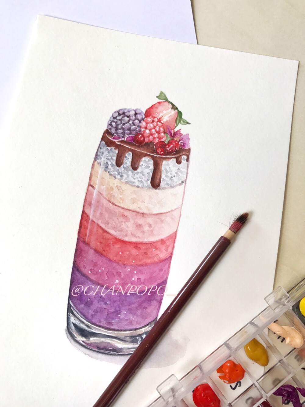 【小美食】手绘 水彩 插画 绘画 美食 甜品