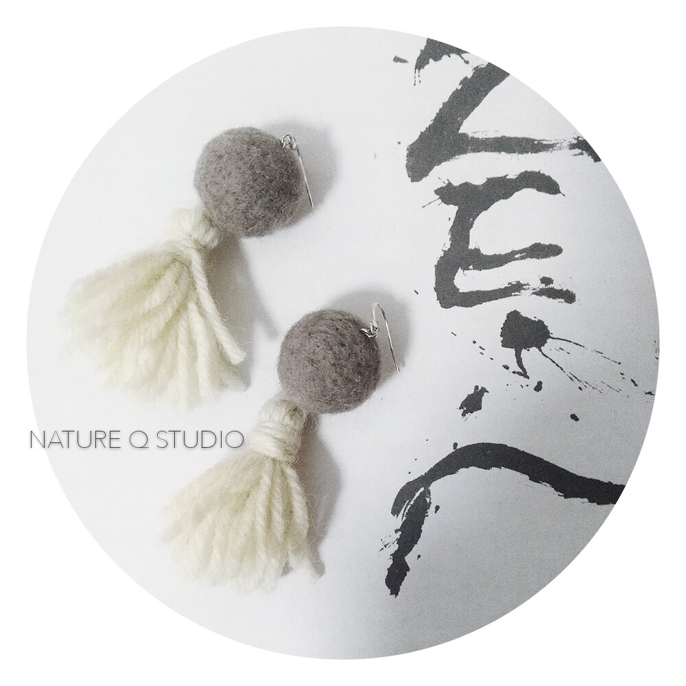 羊毛毡耳环 羊毛流苏耳环，by孙大发 NATURE Q STUDIO