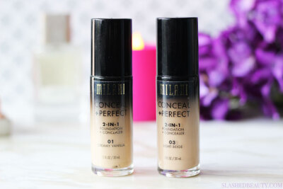 Milani - Conceal + Perfect 2-in-1 Foundation + Concealer, relly long wearing, full coverage, not cakey, not feeling heavy, oil-free, 有点脱妆（7小时，但是没有定妆）, 致粉刺度1.5，安心度6分, Amazon: $9…