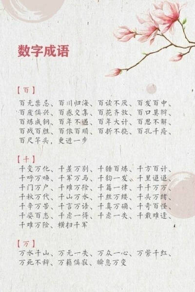 关于数字的成语 百 千 万 成语