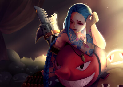 女神金克丝 【P站画师: Ling】 JINX 转发注明出处