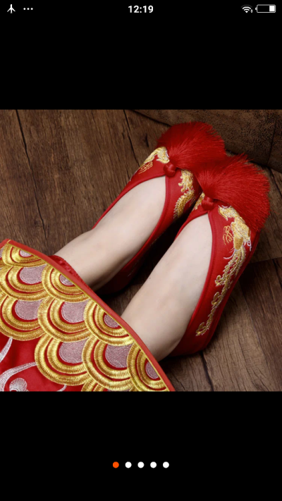 老北京新娘鞋手工绣花婚鞋红色秀禾鞋子千层底中式平底跟布鞋女