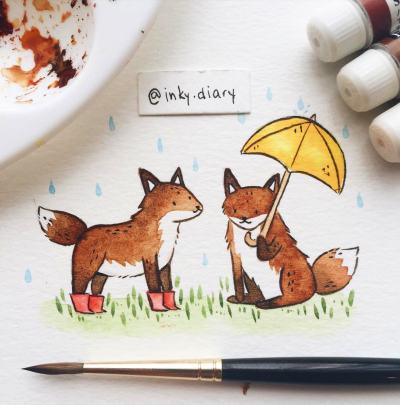 Little foxes don't mind a little bit of rain ☔️ I would be carrying an umbrella AND wearing rain boots though I hate it when my shoes/socks get wet!