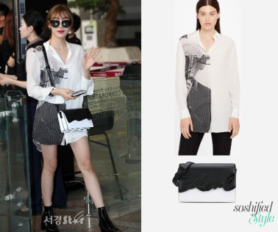 Karl Lagerfeld:
Silk Photo Print Shirt @ karl.com $295
K/Metal Signature Shoulder Bag @ karl.com $395