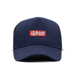 STRETAG适者生存弯檐帽藏蓝色刺绣鸭舌帽可调节棒球帽snapback