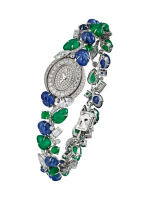 卡地亚 祖母绿蓝宝石钻石手链表