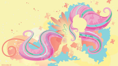 Rainbow Power Fluttershy Silhouette Wall by SambaNeko