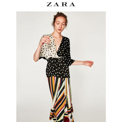 ZARA 女装 圆点拼接衬衫 08019688800