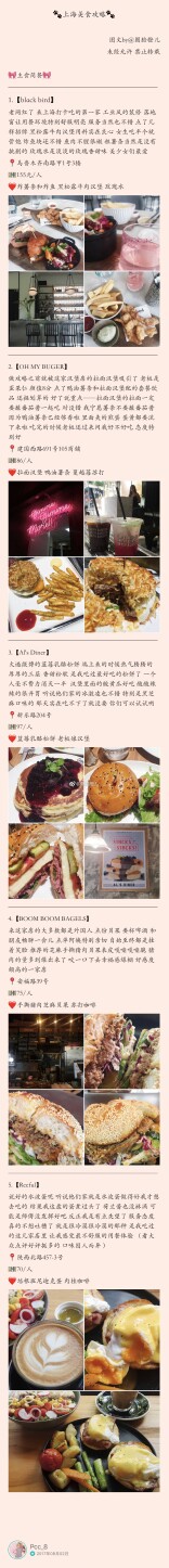 【上海美食攻略】
七月的上海之行 一共去了45家店
有太多食物的味道都难以忘记
在这里分享给你们
p1-p2 | 主食 | 简餐 |
p3 | 甜品 | 下午茶 |
p4-p6 | 咖啡馆 |
p7 | 饮品 | 冰激凌 |
p8 | 小吃 | 面食 |
p9 …